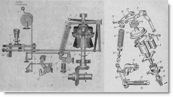 схема и детали регулятора тракторного двигателя Д-108